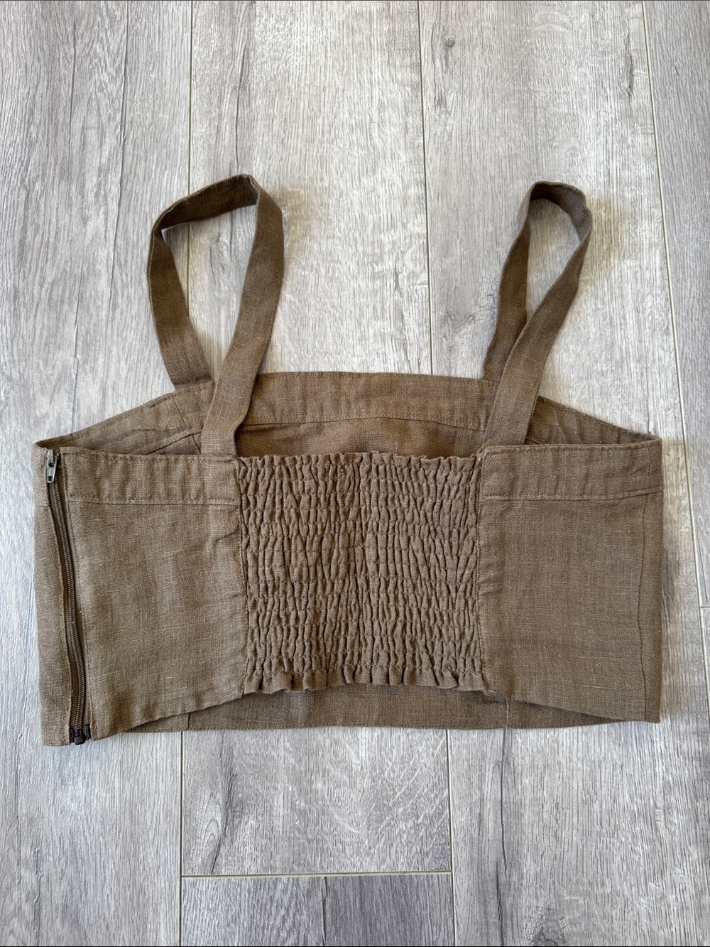 First Rite Lia & Amar 100% Linen Matching Set Brown Tank Top Skirt Size S - Picture 3 of 9